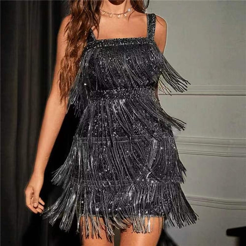 Sexy Fringed Sling Beaded Dress