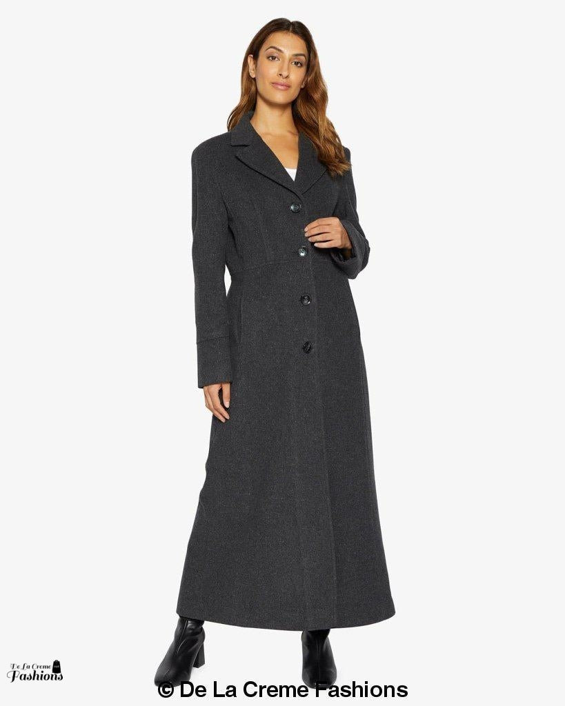 Slim Fit Wool Blend Longline Maxi Coat