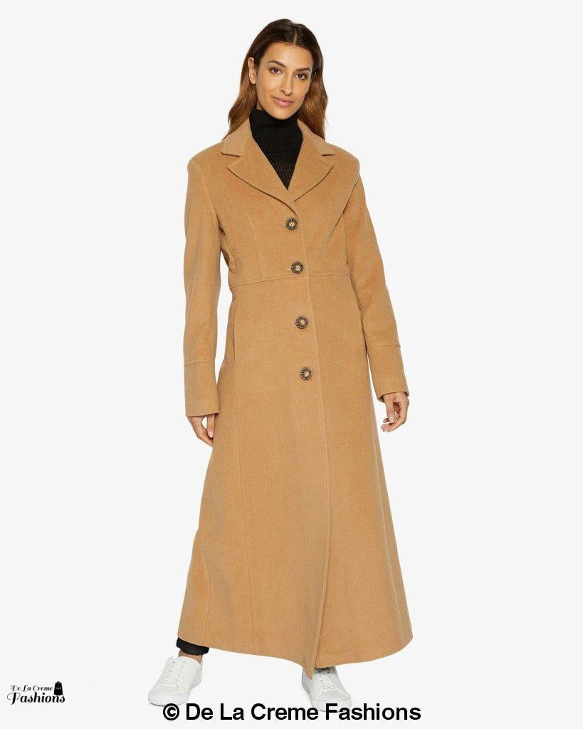 Slim Fit Wool Blend Longline Maxi Coat