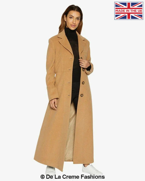 Slim Fit Wool Blend Longline Maxi Coat