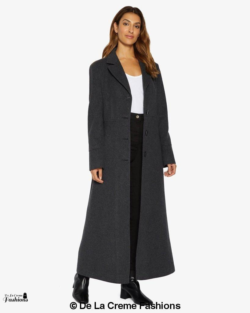 Slim Fit Wool Blend Longline Maxi Coat