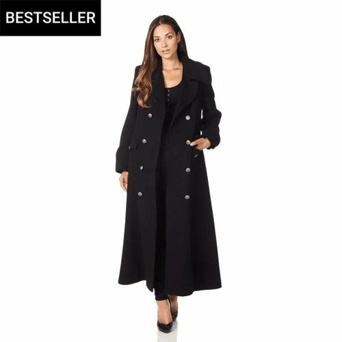 Wool and Cashmere Blend Double Breasted Maxi Coat