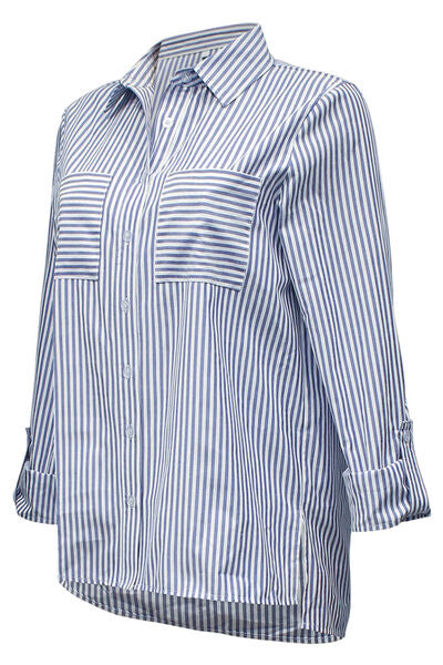 Striped Pocketed Button Up Shirt