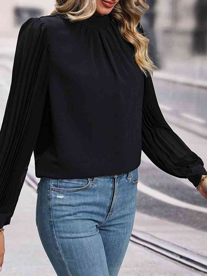 Round Neck Puff Sleeve Blouse